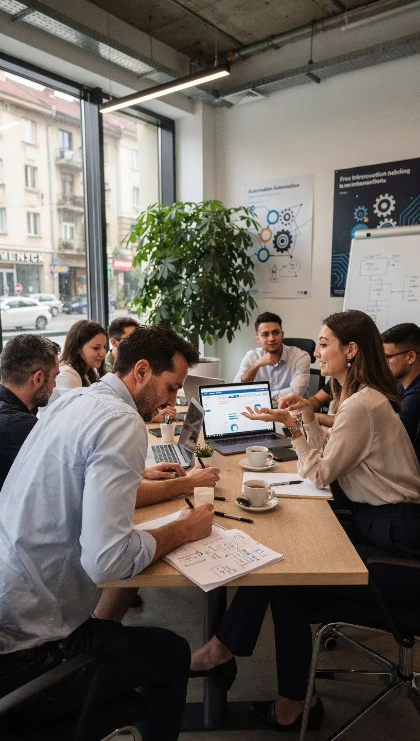 Imagine conceptuală reprezentând integrarea tehnologiilor digitale pentru optimizarea proceselor de muncă.